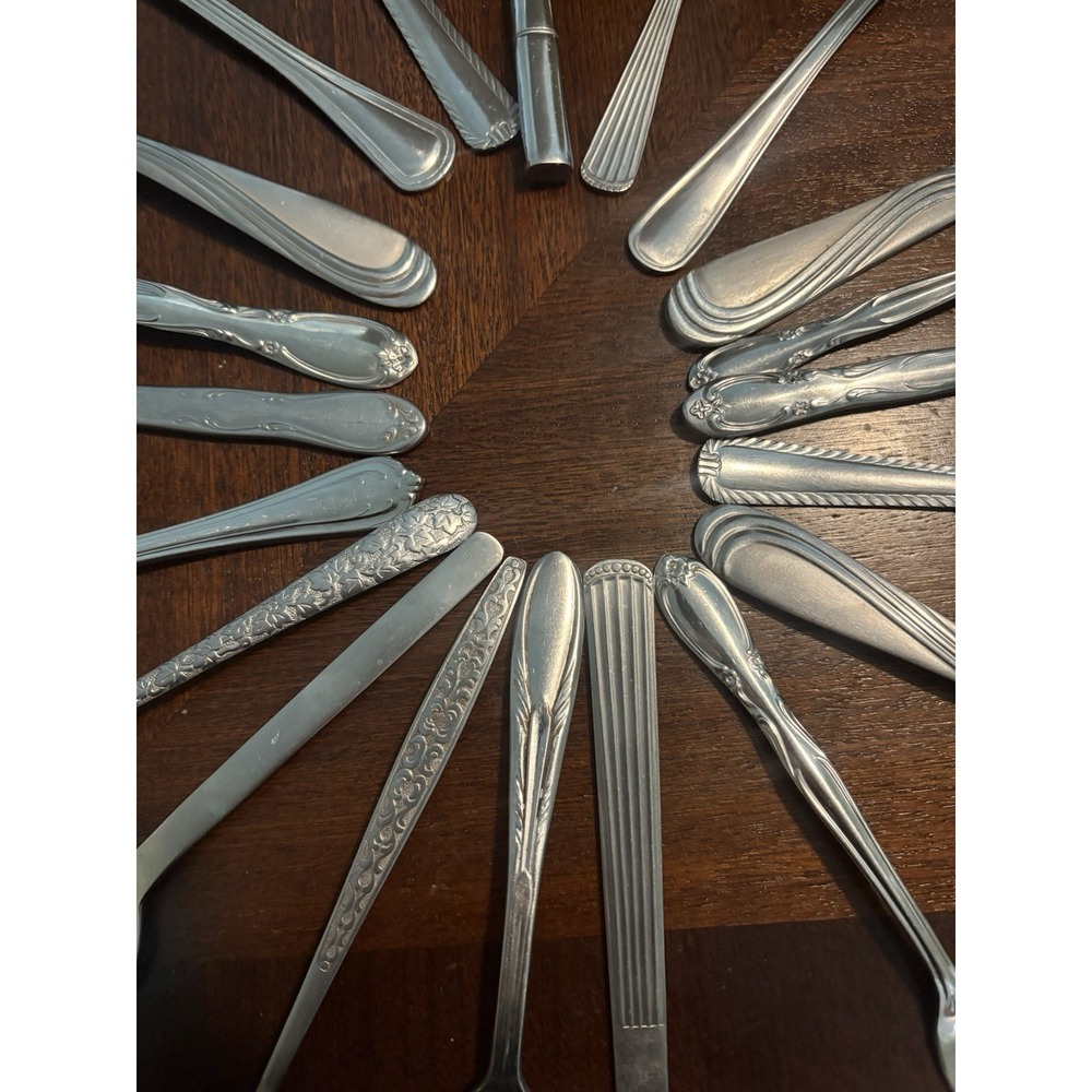 Vtg Flatware Mixed Lot Of 20 Ornate Fancy Stainless Silverware Jewelry Art Lot 2